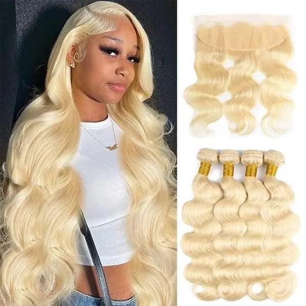 613 Color Body Wave Human Hair Weave Bundles 4 Pcs with 13x4 Full Lace Frontal