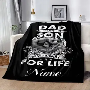 1pc Father and Son Customize Your Name Blanket, Used for Chair Office Sofa Bed Camping Soft and Warm, Giving Friends and Relatives, Birthday, Graduation Gift
