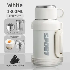 Portable outdoor thermos cup, large-capacity tea-water separation thermos bottle, household kettle, car-mounted good-looking gift