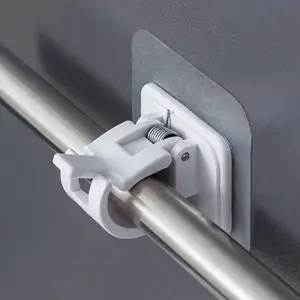 6-Piece Temporary Curtain Rod Hooks No Drilling, Kitchen Filter Basket Holder, Bathroom Shower Rod Hook, U Shaped Hook, Plastic Wall Mount Bracket, Curtain Rods Hooks