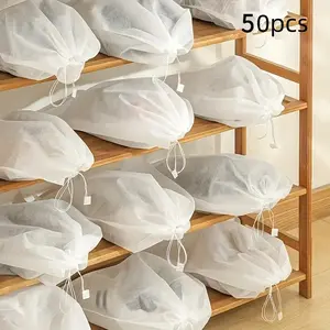50 Dustproof Drawstring Travel Shoe Storage Bags for Men and Women|Ribbon Shoe Bag Dust Bag Large Capacity Storage Bag, Suitable for Handbags, Wallets, Shoes, Home Kitchen Organization, Suitable for Hanging Shoe Rack Storage Bag