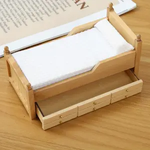 1:12 Miniature Bed with Drawers OB11 Compatible Wooden Furniture in White and Mixed Colors, Realistic Dollhouse Decor Perfect Gift