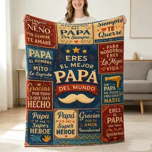 El Mejor Papá Del Mundo Throw Blanket, Spanish Sentimental Papa Quote Flannel Blanket, Fathers Day Gift for Latino Dad