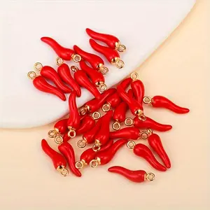 [5/10/20pcs Golden-Tone 3D Red Chili] Golden-Tone 3D Red Chili Charms for DIY Jewelry - Perfect for Necklaces, Bracelets & Earrings Crafting Diy Jewelry Making