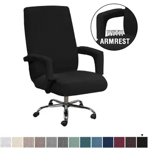 Stretchable Office Chair Covers with Armrest Covers, Universal Stretch Computer Desk Chair Covers, Removable Washable Anti-Dust