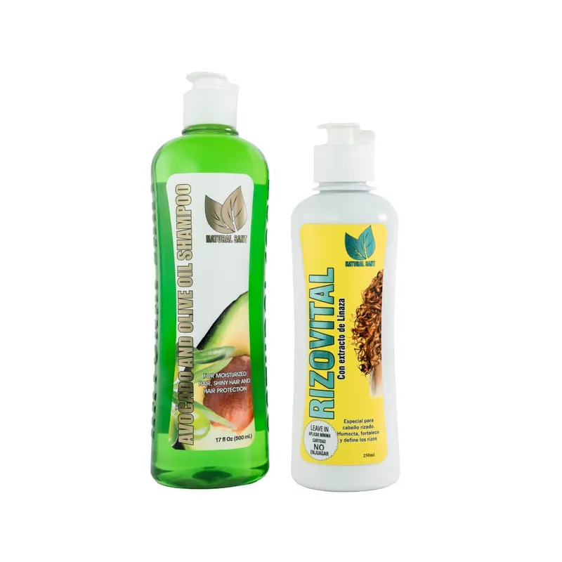 Natural Sant Healthy Curly Hair Set - Shampoo & Leave in Avocado Haircare, Linseed, Coconut oil and Aloe Vera (16 FlOz/500 ml) Conditioner Biotin
