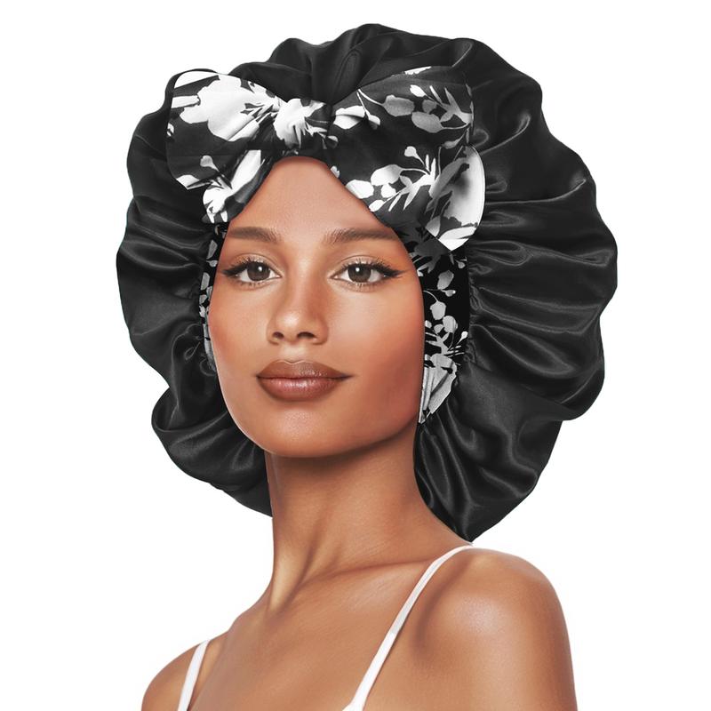 SeSe Code Store Satin Bonnet for Sleeping Silk Bonnet Double Layer Hair Bonnet with Elastic Tie Band for Curly Hair Night Bonnet