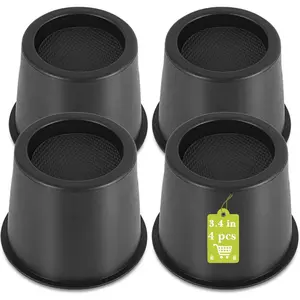 4 Pack 4 Inch Heavy Duty Furniture Risers, Round Table Leg Risers for Table Desk Couch Chair Sofa Cabinet Bed Frame Dorm, Lift Height 3.4", Black