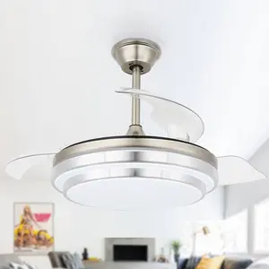42" Modern and Contemporary Style Retractable Ceiling Fan with Remote and LED Light Kit Included, All Seasons Ceiling Fan