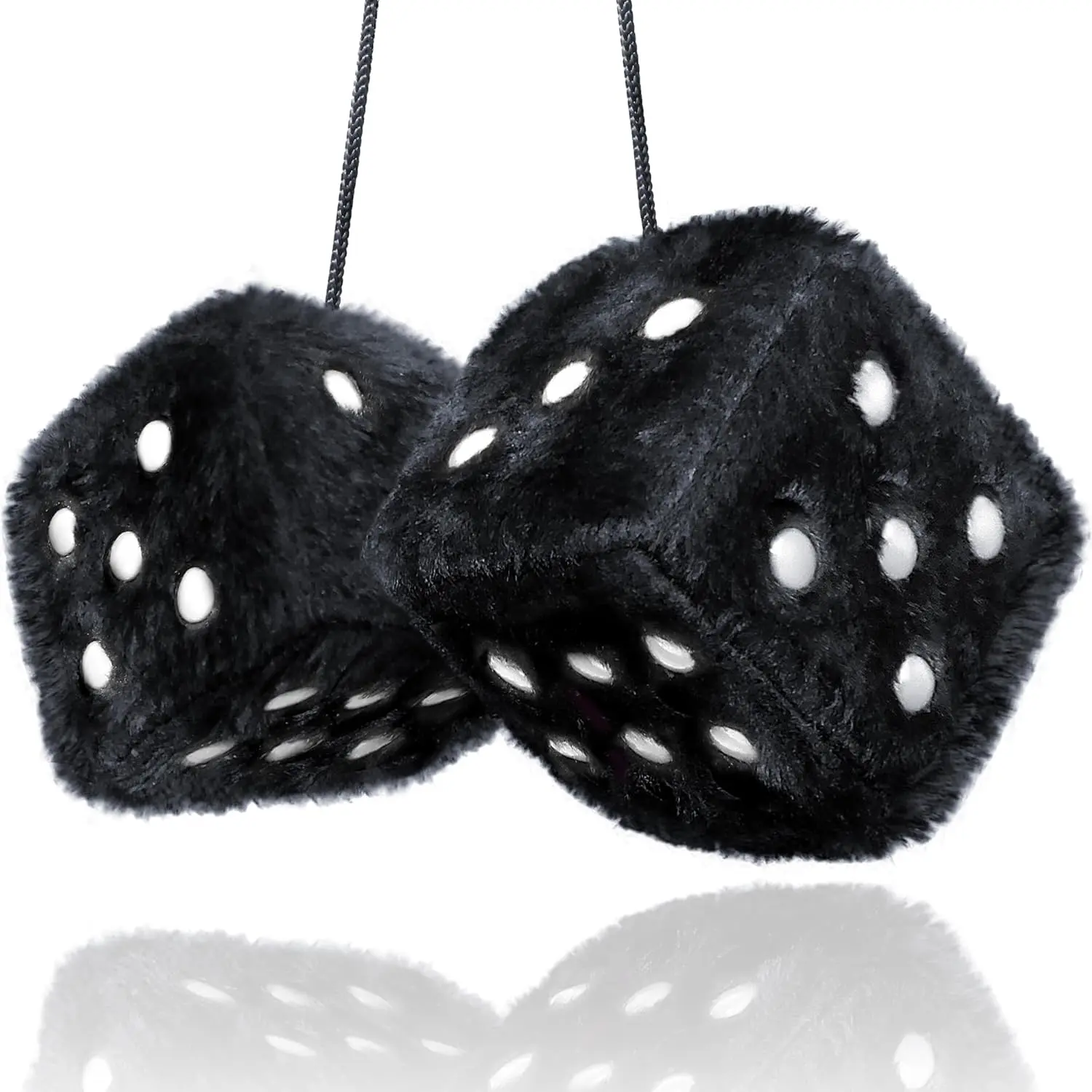 Black Fuzzy   Accessories - Plush Cute  Accessories for Interior - Plush Rear View Mirror Hanging Ornament Decorations - Retro Y2K McBling 2000s Aesthetic Girly Decor - Black and White