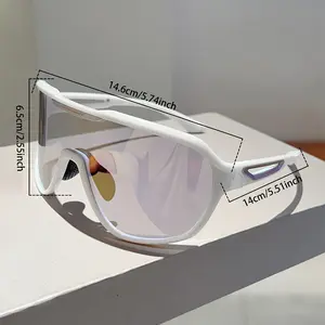 1pc Women Full Frame One-piece Glasses Popular White Frame Multicolor Oversize Coated Lenses High Quality Glasses Men Casual Glasses