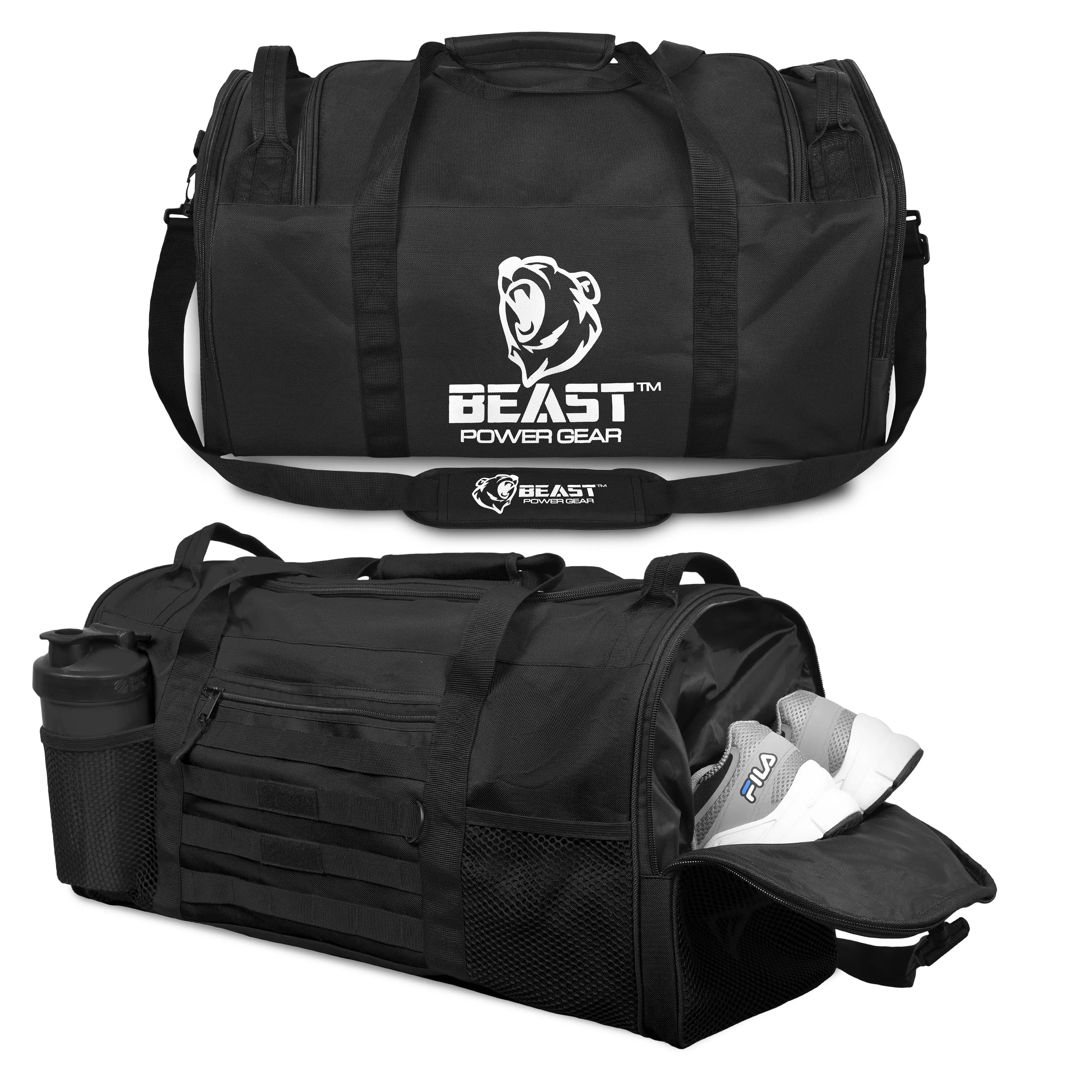 Gym Duffle Bag- Workout, Boxing, MMA, Sports Bag with Shoes Compartment and Adjustable Shoulder Strap for Men and Women