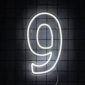 Number 9 Neon Sign Birthday Led Sign Number Nine Light Up USB Powered Big Number Sign Light Up Neon Signs for Birthday Night Light Party Anniversary Wedding Christmas Home Bar Decor
