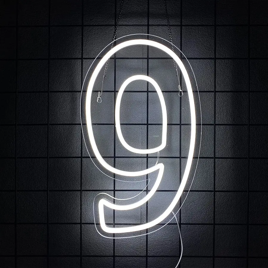 Number 9 Neon Sign Birthday Led Sign Number Nine Light Up USB Powered Big Number Sign Light Up Neon Signs for Birthday Night Light Party Anniversary Wedding Christmas Home Bar Decor Led Neon Lights Home Decoration Lamp