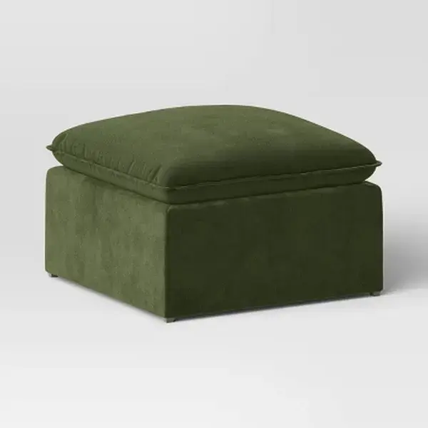 Haven Velvet Modular French Seam Sofa Ottoman Dark Green - Threshold