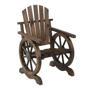 American Furniture Classics ST612601 Mocha Single-Seat Solid Wood Adirondack Chair, 24x24x39 in, Sturdy, Rustic Detail, Patio Outdoor Chairs