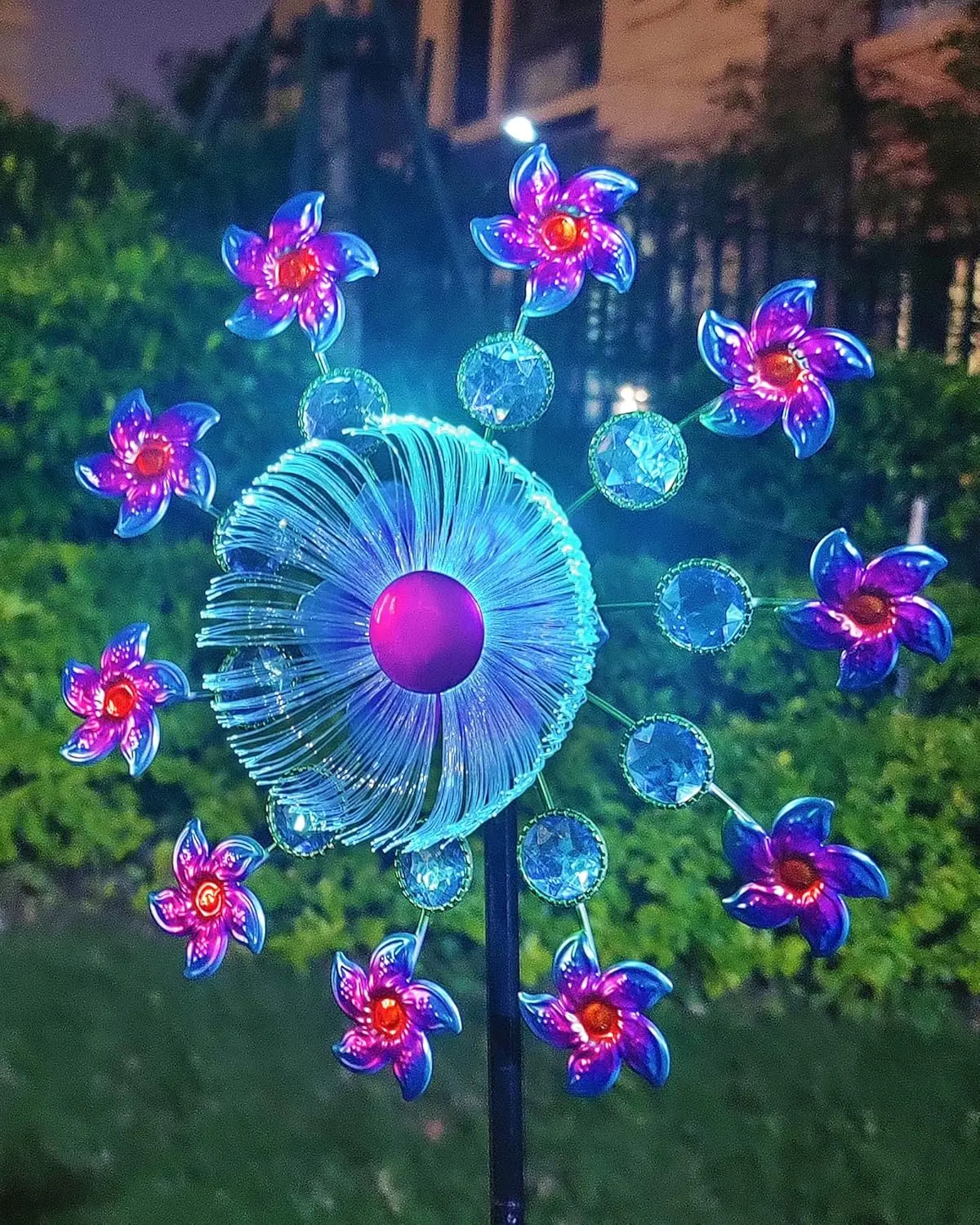 Solar Flower Wind Spinners for Yard and Garden, 40 Inch Solar Windmill Garden Whirligig Kinetic Spinners Decor for Lawn, Patio&Yard, Metal Wind Outdoor Sculpture