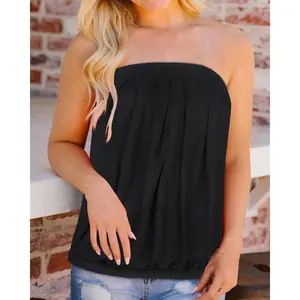 Women's Tube Tops Summer Casual Bandeau Tank Casual Strapless Blouse Off The Shoulder Tunic Shirts 2026