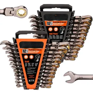 Flex-Head Ratcheting Wrench Set |   Metric and SAE |   Ratchet Combination Wrenches Set with Organizer |   72-Teeth |   Chrome Vanadium Steel Hardware, Gift, Spring Glow Up