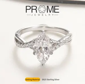 (SR034)S925 Sterling Silver Marquise Wedding Ring Noble and Elegant, Sparkling and Charming, Ideal Gift for Women