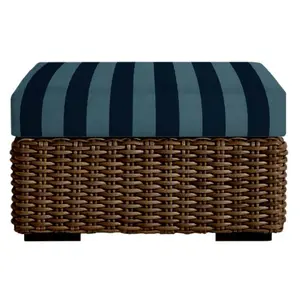 RSH Decor Foam Ottoman Cushion | 19" x 15" x 4" | Outdoor Patio All-Weather Waterproof Blue Stripe