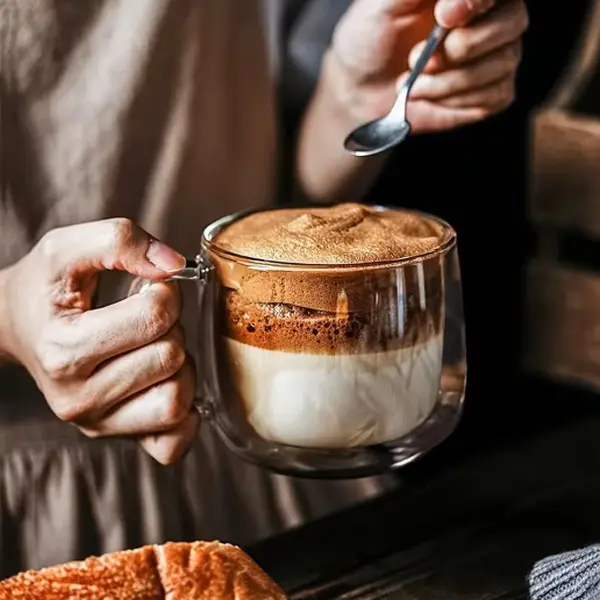 2 cup -one Pack (11.83oz) — High-Borosilicate Double-Walled Glass Coffee Cups | Insulated Glass Mugs | Espresso Cup Set (4 Pieces) | Ideal for Lattes, Americanos, Cappuccinos, and Tea Bags | Clear Glassware