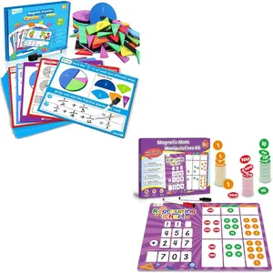 Fraction Tiles & Fraction Circles Activity Set and Regrouping Base Ten Place Value Mat
