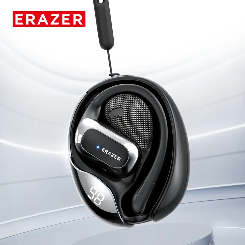 ERAZER X5 OWS Open-Ear Headphone - Ear Hook Wireless Earbuds with Remote Control, Noise Isolation, HD Mic, Waterproof, Digital Display, 24H Playtime, Bluetooth 5.4, Low Latency Gaming Mode, Compatible with Cellphones, Laptops