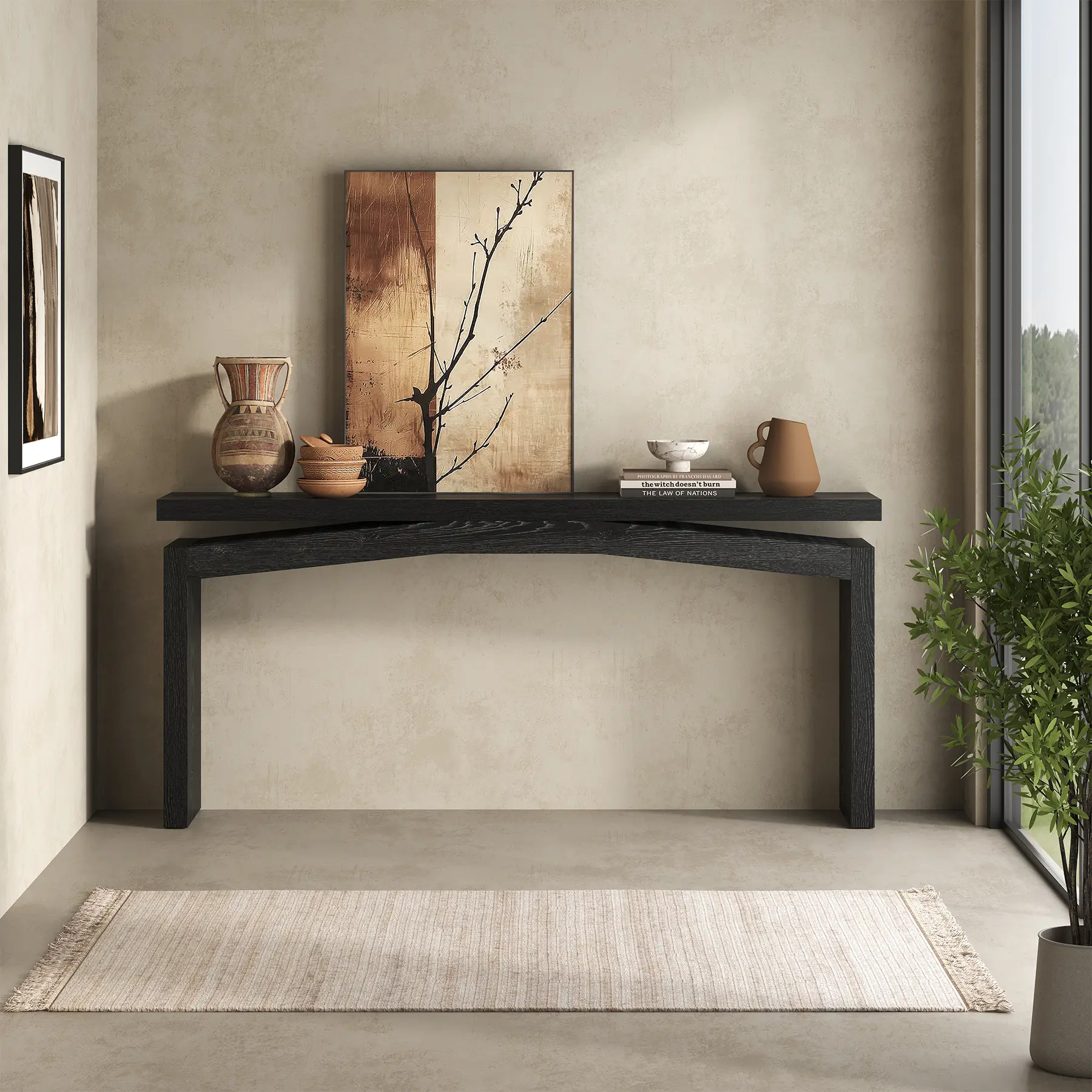 63-Inch Wood Console Table For Entryway Living, Long Rectangular Sofa Tables Behind Couch, Wooden Modern Entry Foyer Hallway Table for Home, Living Room, Apartment, Black