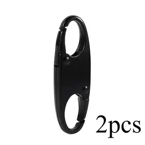 2pcs Detachable zipper head 8-figure buckle S-type buckle Mountain buckle key QQ adjustment buckle Zipper spring buckle alloy key chain, spring hook, fishing/camping/outdoor zipper clip, zipper buckle replacement, connector