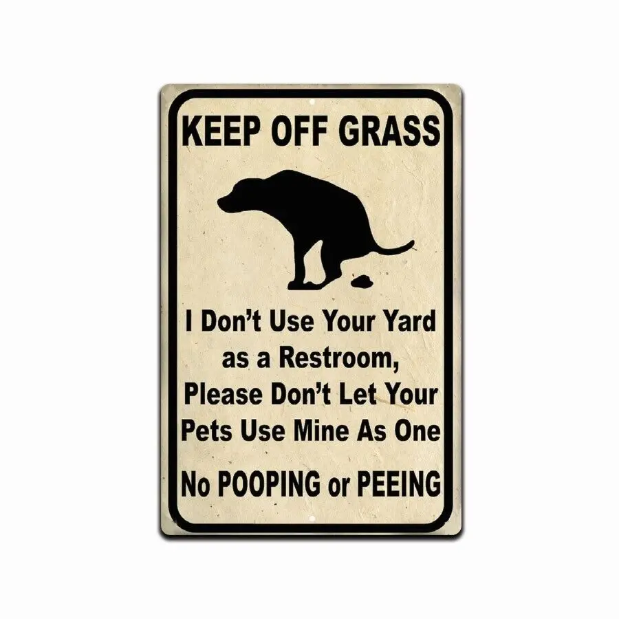 Clean Up After Your Dog Sign Keep Off The Grass, No Dog Poop Lawn Signs, Outdoor & Sturdy Great to Put On Your Fence Decor Decoration Tin Aluminium Retro Hanging Glossy
