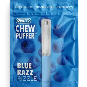 QuitGo Air Straw Blue Razz Chew Habit Chew Stick – Plastic Reusable Natural Aid Straw to Curb Cravings & Breathe Freely
