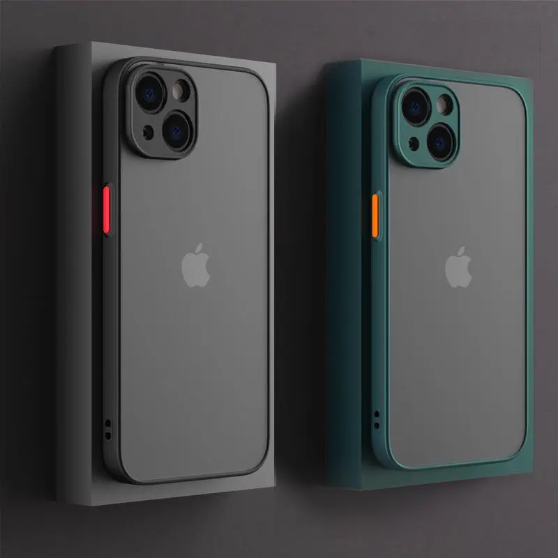 Luxury Matte Clear Square TPU Funda Cases On For iPhone 15 16 14 13 12 11  Pro Max plusXS XS MAX Fundas IPHON Hard PC Cover