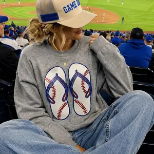 Sequin Baseball Patriotic Flip Flops Patch