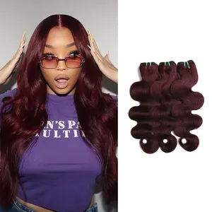 【NEW IN】ALHER Double Drawn 15A Dark Burgundy Body Wave Human Hair Bundles with 4x4 Closure, 99J Dark Wine Red Color Bundles and 2x6 5x5 HD Transparent Lace Closure Free Part Brazilian Human Hair Bundles Can Be Dyed, Straighted and Restyled #Ourdoorfun