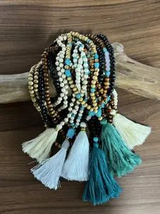 Boho Style Mixed Color Beaded Necklace, Fashion Colorful Tassel Decor Necklace for Women & Girls, Trendy All-match & Exquisite Jewelry for Birthday Gift, Necklace Set