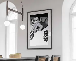 Woman Smoking & Drinking Coffee Poster, Luxury Fashion Print, Black and White, Trendy Printable Wall