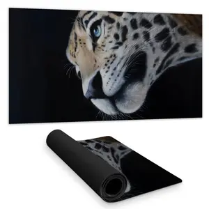 360 stand Leopard Print Desk Mat, 16x32 in, Rubber Base, Realistic Wildlife Theme, Desk Protection for Bedroom Home Decor, Model C1DM1531R3FCZD
