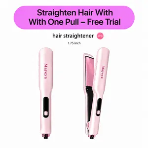 MAyeya Nano-Titanium Hair Straightener - 1.75-in Wide Plates, Lightweight, Adjustable, Frizz-Free Shiny Results, Daily Beauty Product with Cleaning Brush Compatibility for Gold Cool Air Wireless In-Styler ceramic silk pro full set tools wraps