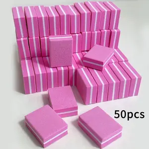 Nail Buffers (50 Pack), Mini Buffer Block Nail File for Acrylic Nails and Natural Nails, 100/180 Grit Nail Buffer Block Bulk Buffing Blocks for Nail Buff Professional Manicure File Blocks Set Pink