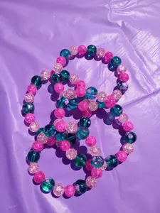 Hot Pink Light Pink and Teal Bracelet