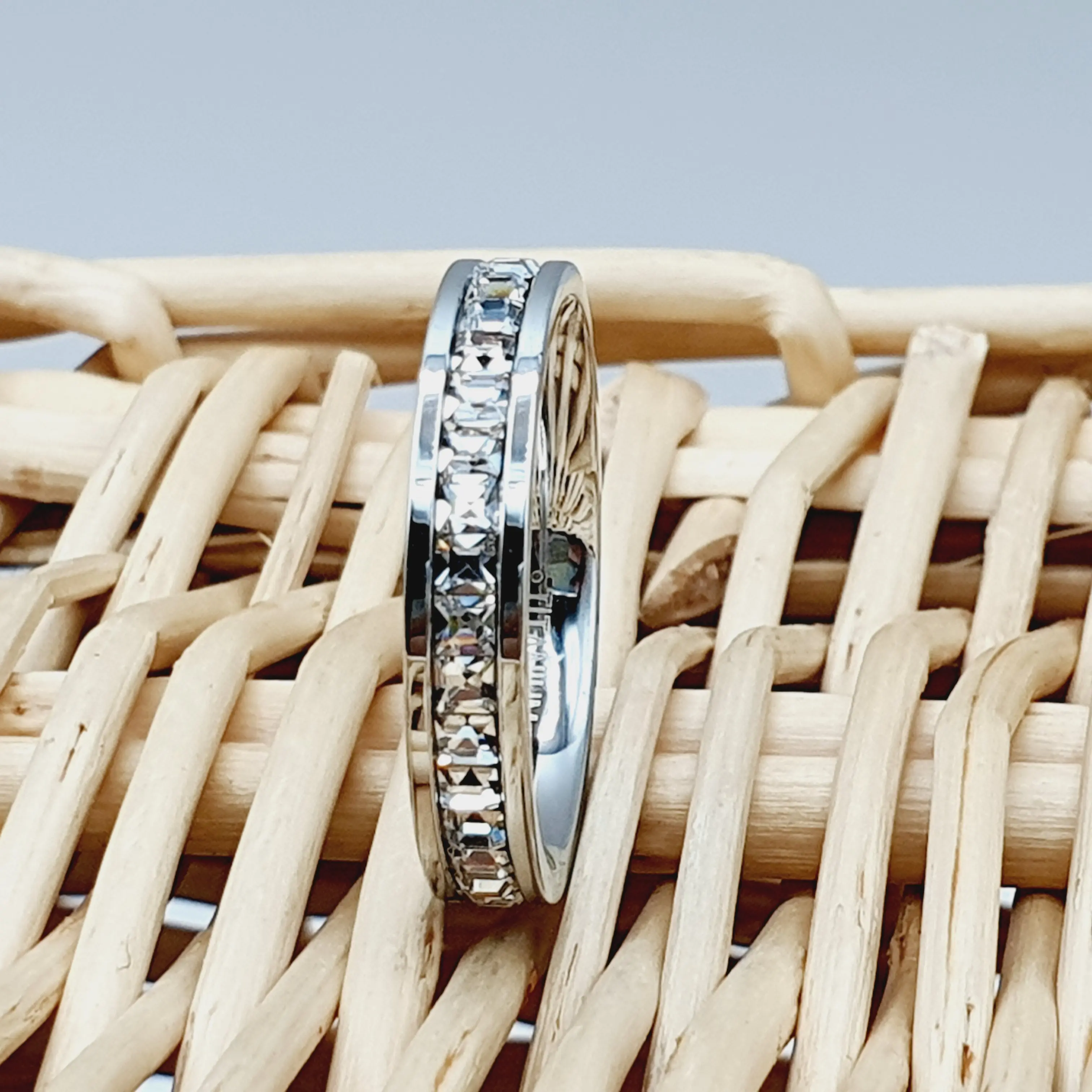 Titanium Wedding Ring with Diamonds - Anniversary, Engagement, and Eternity Band for Women