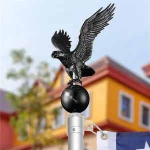 Black Flagpole Eagle Topper Finial Ornament for Telescopic Pole Yard Outdoor 14"