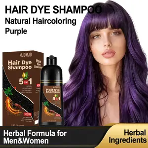 Purple Hair Dye Shampoo 3-in-1, Natural Herbal Hair Color for Men & Women, 100% Gray Coverage, Vibrant & Long-Lasting Color in Minutes, Nourishing Shampoo Para Canas 500ml / 17.6 Fl Oz Haircare