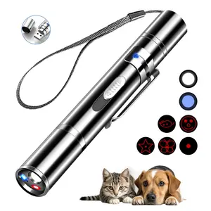Interactive Cat Laser Pointer, USB Portable Charging Pet Accessory with 3 Light Modes, 5 Adjustable Patterns, Glowing Vibrating Toy for Cat Hunting & Exercise Boost (Colorful Set)