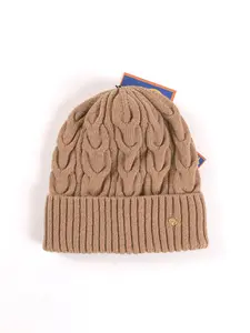 High Level Soft Plain Tan Cashmere Cable-Knit Beanie, Fashion Accessory for Daily Wear, Cable-Knit Hats