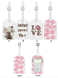 Fashion Leather Luggage Tag with Lip Print Design, Waterproof, Travel Accessory for Suitcases and Cruises, Includes Name ID Card