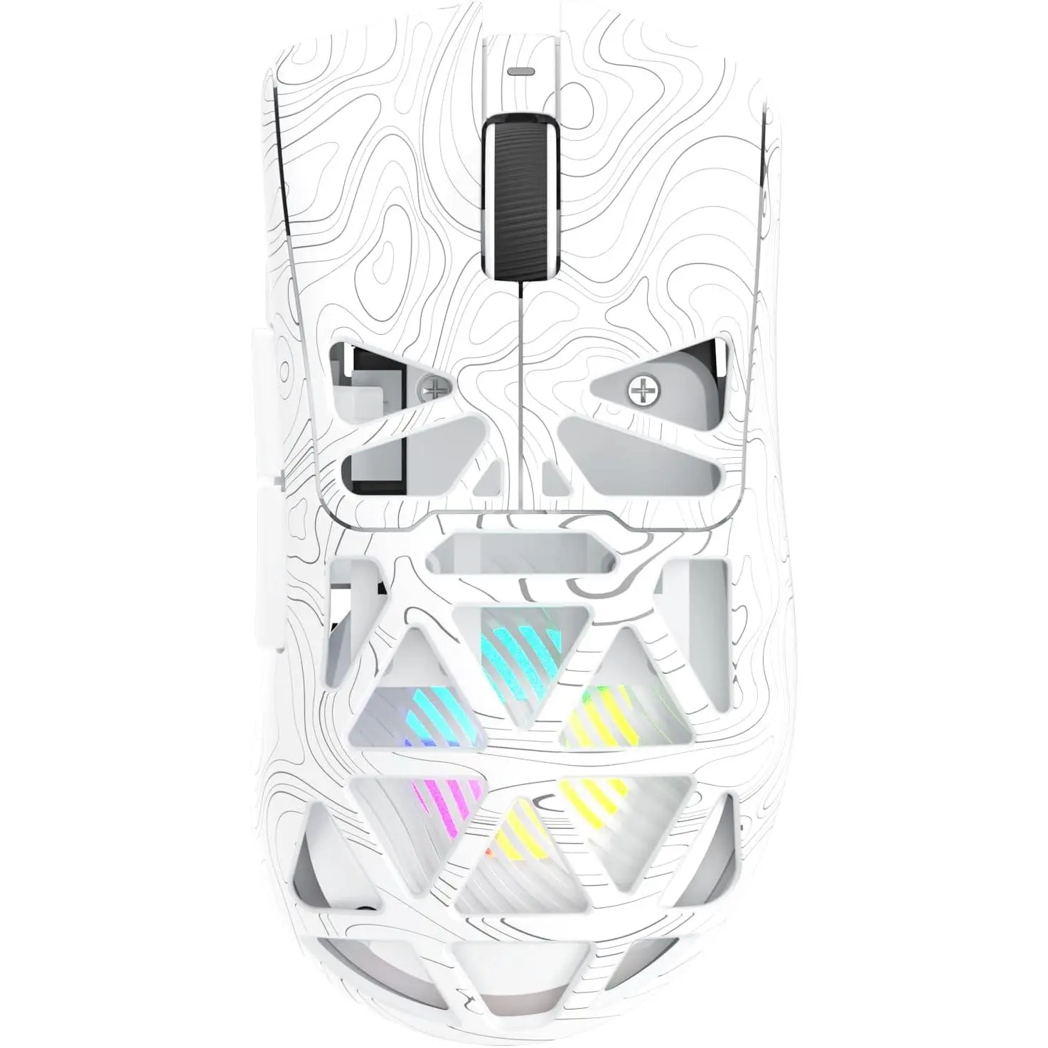 SC620 Gaming Mouse, Tri-Mode 2.4GHz/USB-C/BT5.3 Computer Mouse with 12000 DPI, Programmable Macro Gamer Mouse with Fire Key, RGB Light Gaming Mice for PC/Laptop/Mac (Line White)