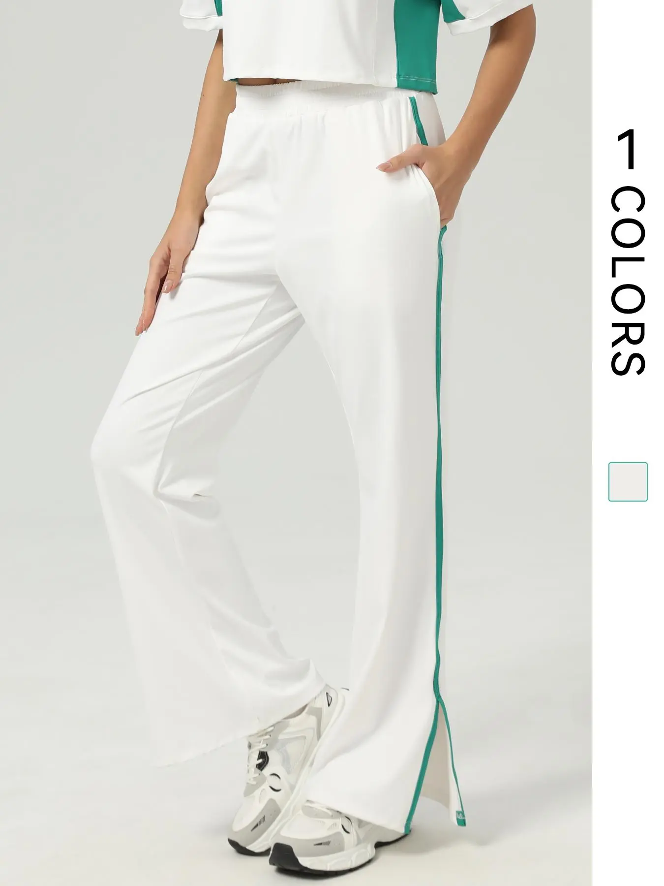 Women's Solid Color Pants, Casual Comfy Breathable Trousers for Outdoor Sports, Ladies Sportswear for Tennis