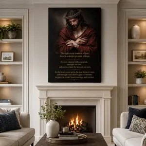 Jesus Christ Crown of Thorns Canvas Print, Christian Faith Wall Art, Inspirational Religious Poster, Hope & Grace Scripture Decor for Living Room, Bedroom, Prayer Room, Church, Office, Entryway, Gift for Christians